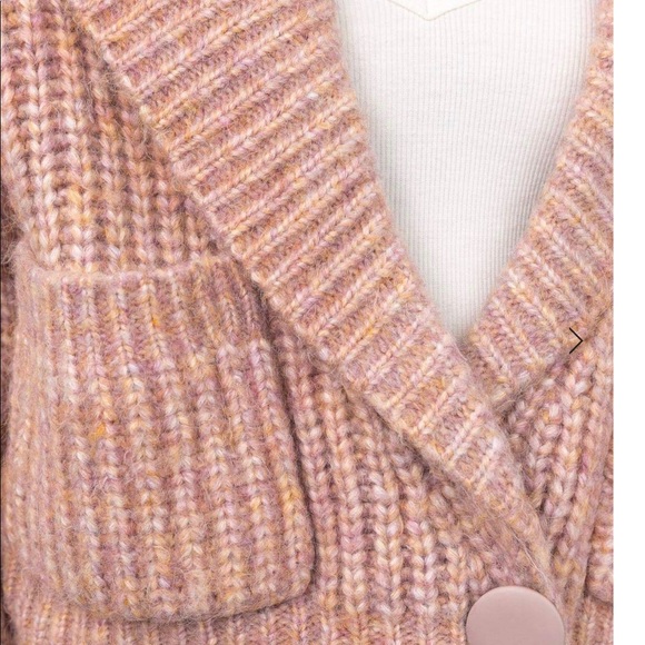 RIVKA PINK RIB KNIT CARDIGAN - Picture 5 of 8